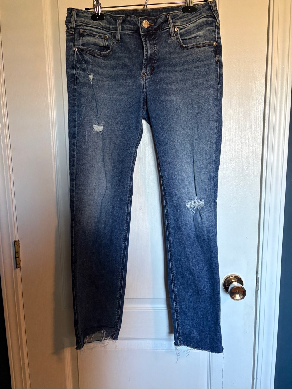 Silver Jeans Women's Suki Straight Distressed Straight Leg Jeans - Blue